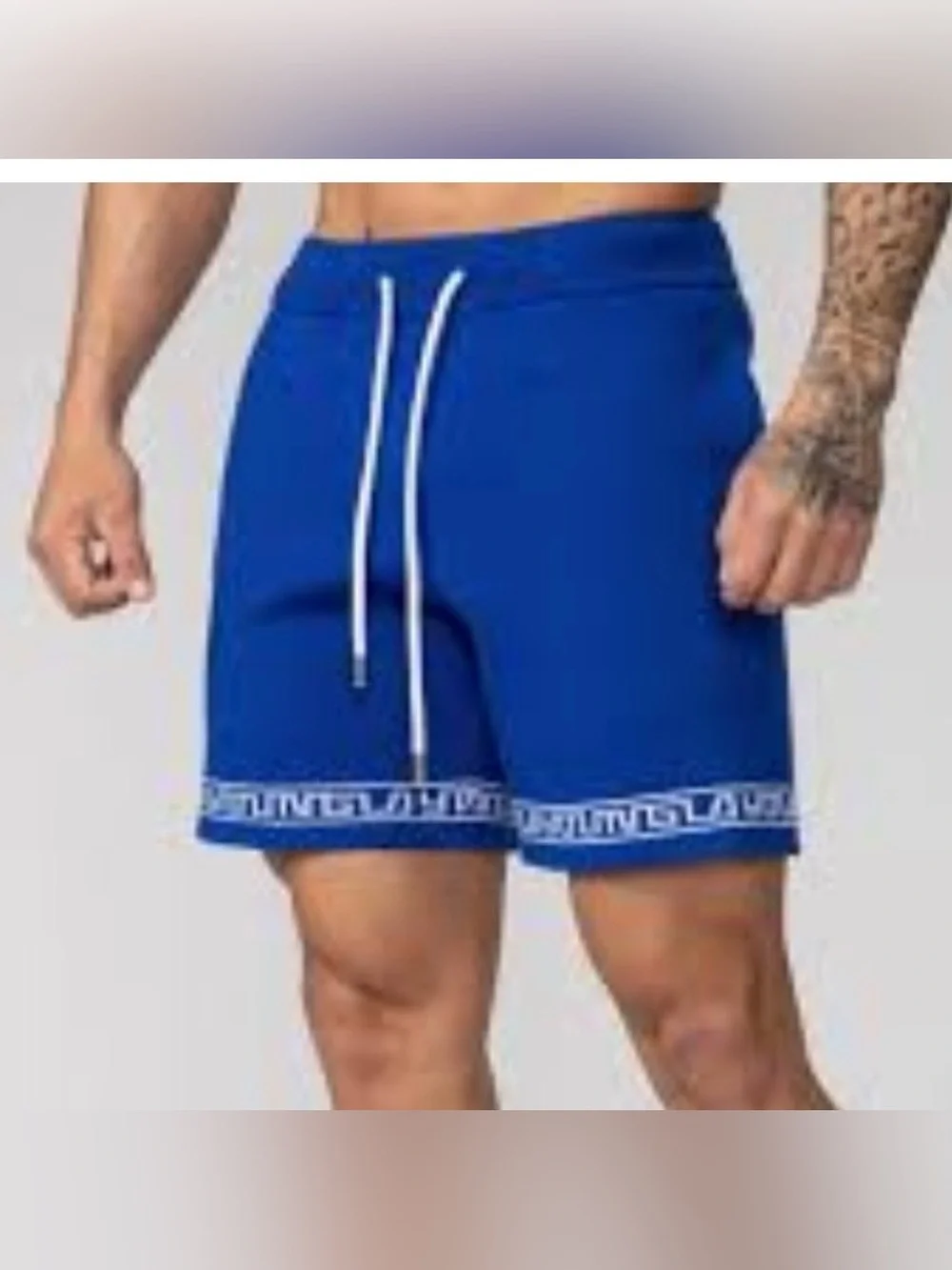 YoungLA Hieroglyphic Knit Shorts 116 Royal Blue Mens LARGE L Greek Key Gym YLA